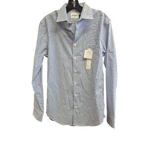 Goodfellow‎ & Co Long Sleeve Blue & White Striped Standard Fit Dress Shirt S